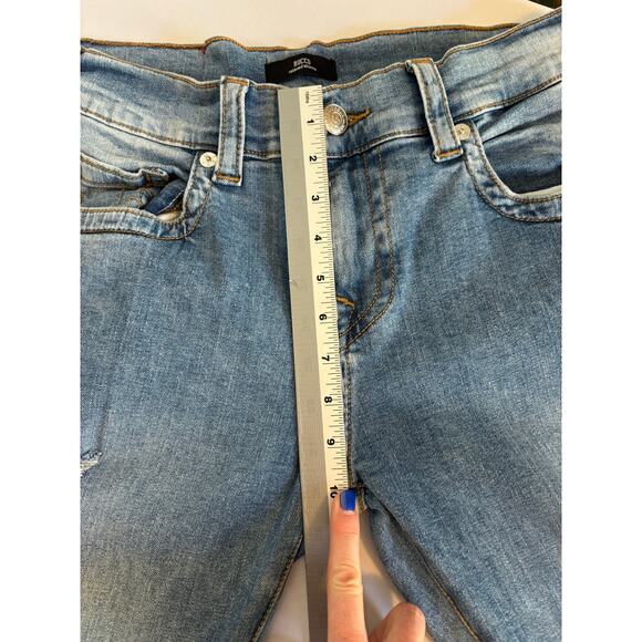 True Religion Men's 30 Rocco Relaxed Skinny Ripped Distressed Jeans Light Wash - Picture 7 of 9